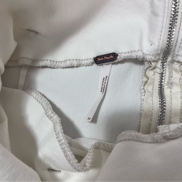 Free People Boho White Belted Mini Jean Skirt Women’s Size 10 - Picture 4 of 12